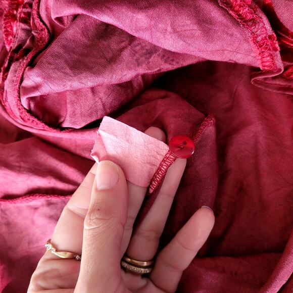 Vtg Sno Skins Velvet Burnout Burgundy Top Sz L - Picture 6 of 6